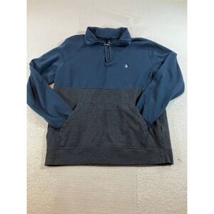 Volcom Quarter Zip Pullover Mens XL Navy Blue Charcoal Grey Colorblock Fleece